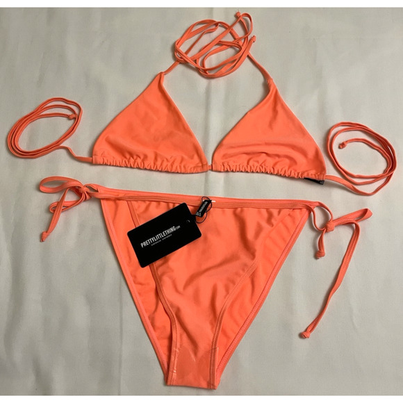 Pretty Little Thing Set of 2 Piece Bikini Bathsuit High Waist Women's Size 14 - Picture 1 of 6